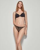 Culotte brésilienne avec avant semi-transparent noire