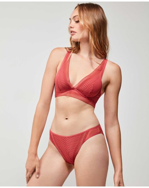 Culotte classique en tissu dentelle rouge
