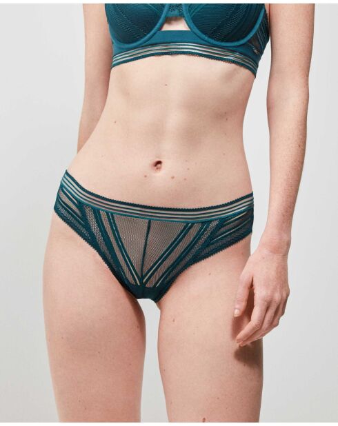 Culotte en tissu de dentelle semi-transparent verte