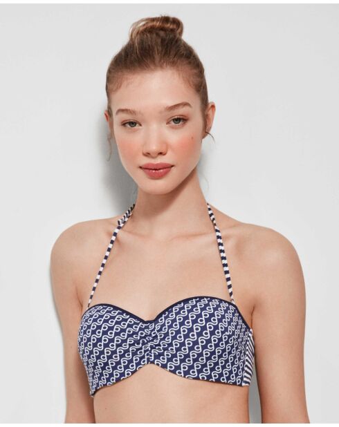 Haut de bikini bandeau bretelles amovibles multicolore
