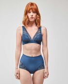 Culotte haute avec finitions sans coutures bleue