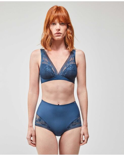 Culotte haute avec finitions sans coutures bleue