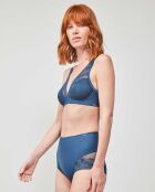 Culotte haute avec finitions sans coutures bleue