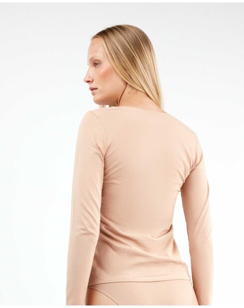 T-shirt intérieur manches longues coton biologique beige
