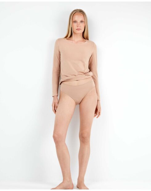 T-shirt intérieur manches longues coton biologique beige