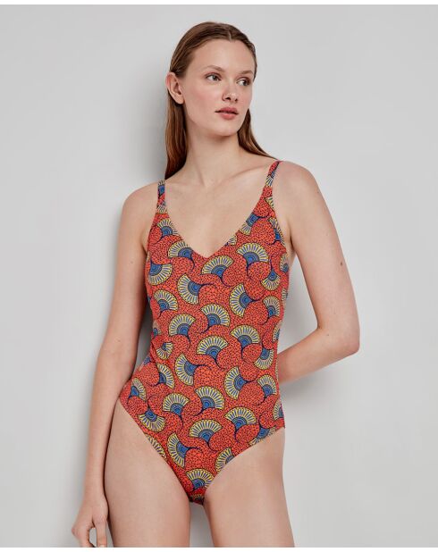 Maillot de bain grande taille imprimé tribal multicolore
