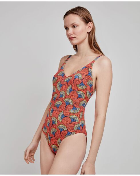 Maillot de bain grande taille imprimé tribal multicolore