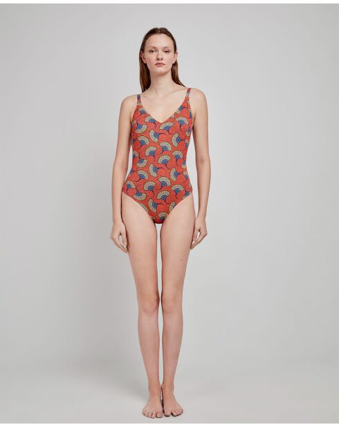 Maillot de bain grande taille imprimé tribal multicolore