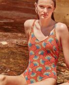 Maillot de bain grande taille imprimé tribal multicolore