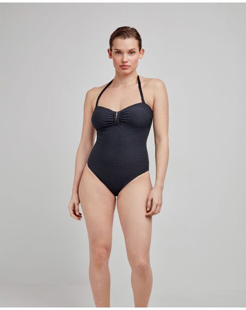 Maillot sans armature tissu structuré noir