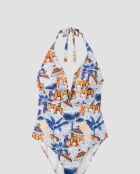 Maillot de bain sans armature à  imprimé africain multicolore