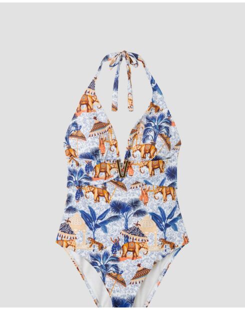 Maillot de bain sans armature à  imprimé africain multicolore