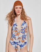 Maillot de bain sans armature à  imprimé africain multicolore