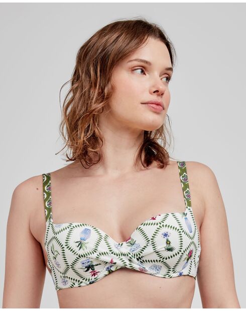 Haut de bikini imprimé avec capacité multicolore