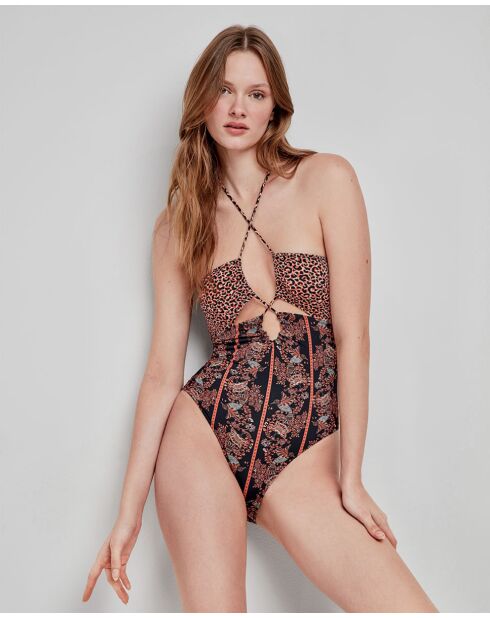 Maillot de bain imprimé sans armature multicolore