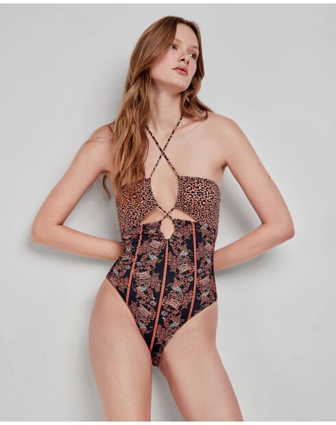 Maillot de bain imprimé sans armature multicolore