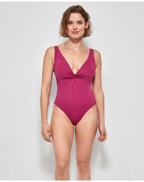 Maillot de bain liftant sans armatures pourpe
