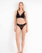 Soutien-gorge bralette effet push up en guipure noir