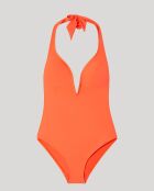 Maillot de bain à  col halter orange