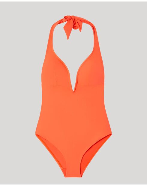 Maillot de bain à  col halter orange