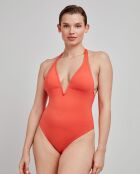 Maillot de bain à  col halter orange