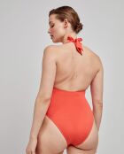 Maillot de bain à  col halter orange