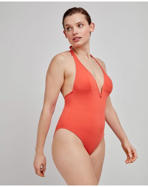 Maillot de bain à  col halter orange