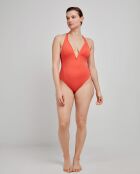 Maillot de bain à  col halter orange