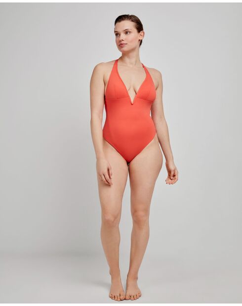 Maillot de bain à  col halter orange