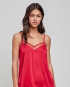 T-shirt bretelles tissu satiné bordeaux