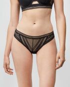 Culotte en tissu de dentelle semi-transparent noire