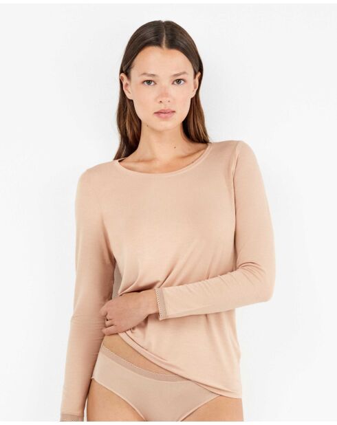 T-shirt intérieure manche longue Modal Lenzing beige