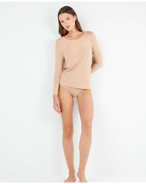 T-shirt intérieure manche longue Modal Lenzing beige