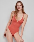 Maillot de bain sans armature en tissu piqué chaudiaire orange