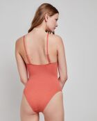 Maillot de bain sans armature en tissu piqué chaudiaire orange