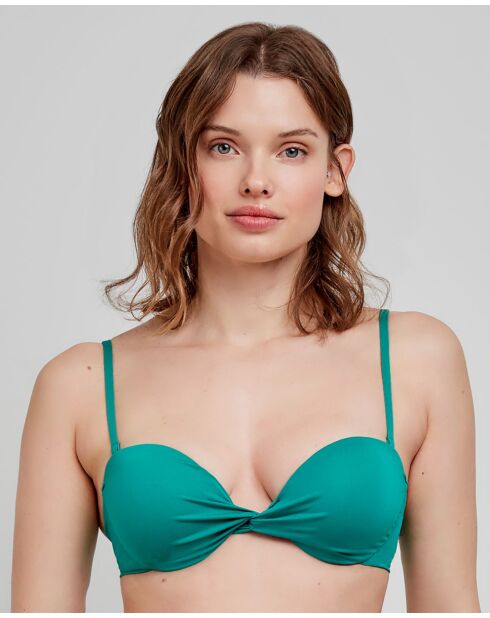 Haut de bikini bandeau uni vert