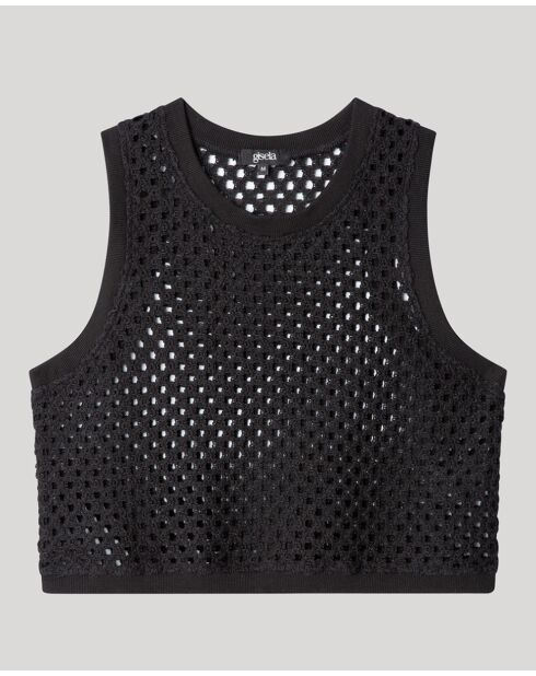 Haut en tissu crochet noir