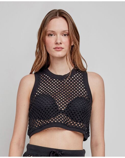 Haut en tissu crochet noir
