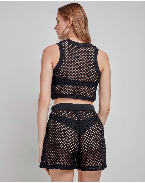 Haut en tissu crochet noir