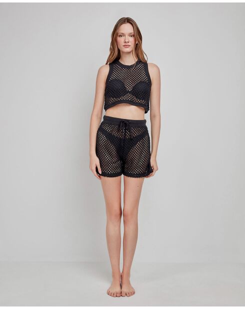 Haut en tissu crochet noir