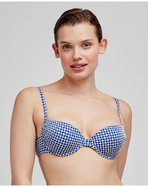 Haut de bikini en tissu structuré multicolore