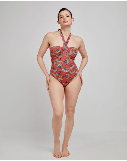 Maillot de bain imprimé tribal multicolore