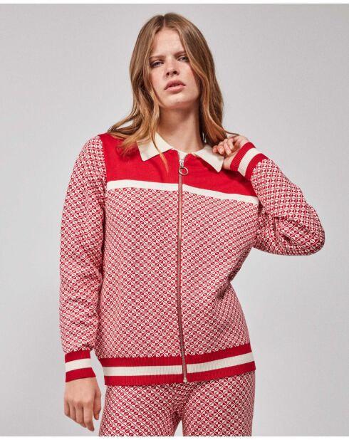 Veste en maille jacquard multicolore