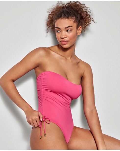 Maillot de bain sans armature avec mousse et bretelles détachables fuchsia