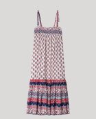 Mehrfarbig bedrucktes Riemchenkleid