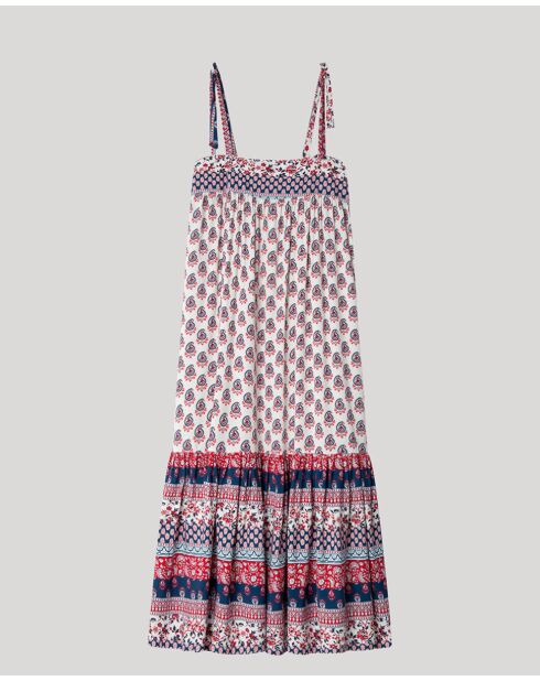 Mehrfarbig bedrucktes Riemchenkleid