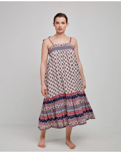 Mehrfarbig bedrucktes Riemchenkleid