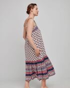 Mehrfarbig bedrucktes Riemchenkleid