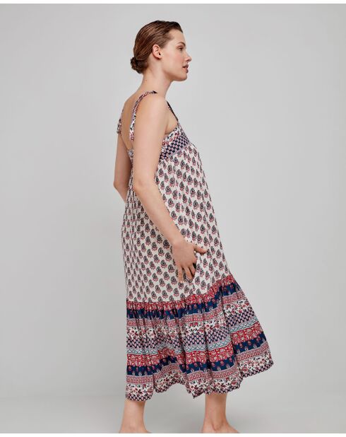 Mehrfarbig bedrucktes Riemchenkleid