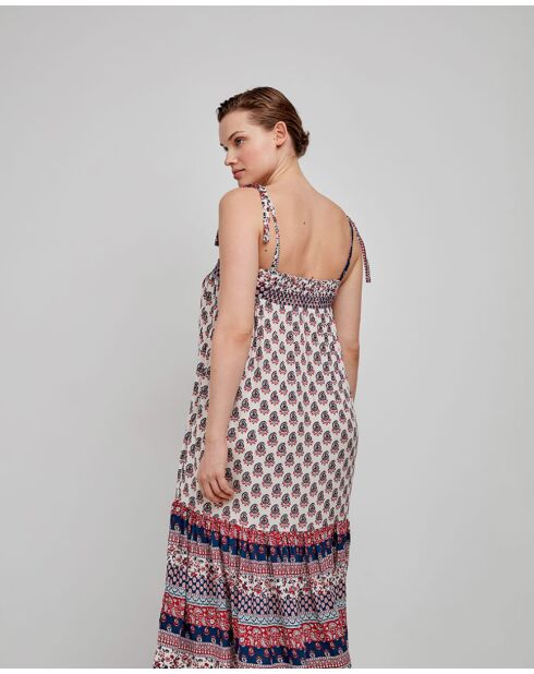 Mehrfarbig bedrucktes Riemchenkleid